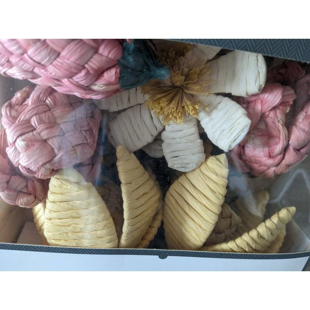 Threshold Vase Filler 11 Piece Pink Yellow Rattan Flower Decor Floral Set